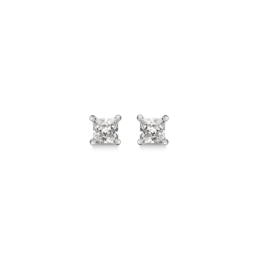 Sølv ørestikker rhodineret med syntetisk cubic zirconia i 4 grabber.  Mål: 3 mm.