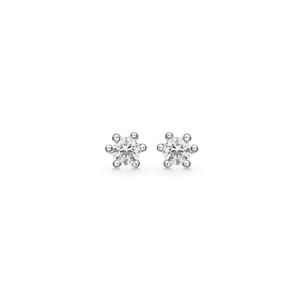Sølv ørestikker 2,50 mm syntetisk cubic zirconia med 6 grabber.