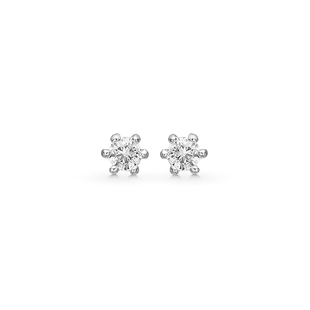 Sølv ørestikker 3,0 mm  syntetisk cubic zirconia med 6 grabber.