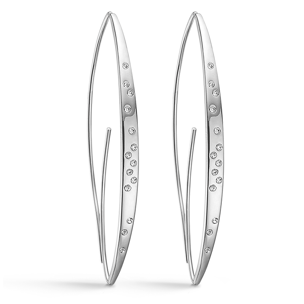 Sølv ørehænger rhodineret øje med syntetiske cubic zirconia.  Mål: 50 x 25 mm.