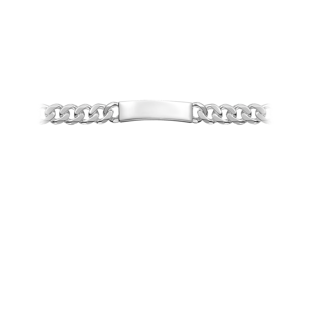 Sølv armbånd panzerkæde med ID-plade 11 mm bred.  Længde 19 cm.