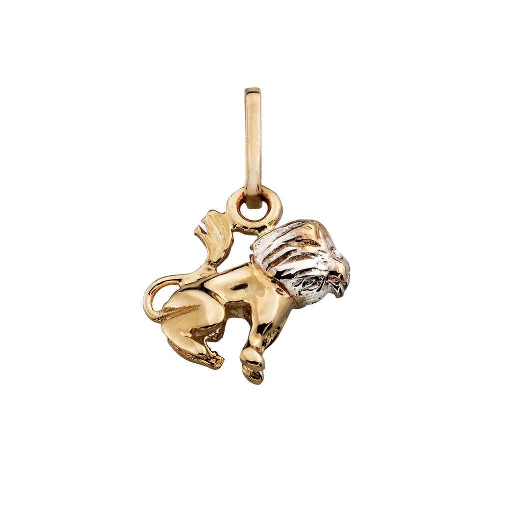 8 kt. guld med rhodium vedhæng stjernetegn løve.