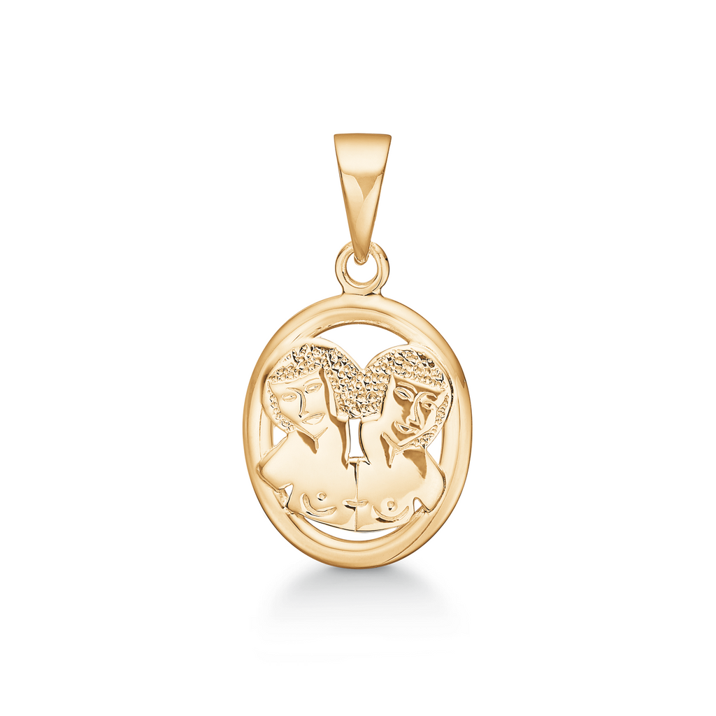 8 kt. guld vedhæng stjernetegn tvilling. Mål: 13 x 12,5 mm.