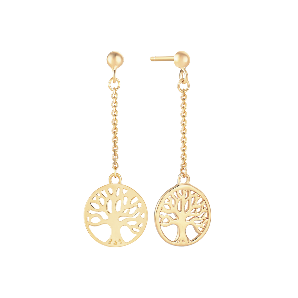 18 kt. Forgyldt Sølv Ørehængere Livets Træ